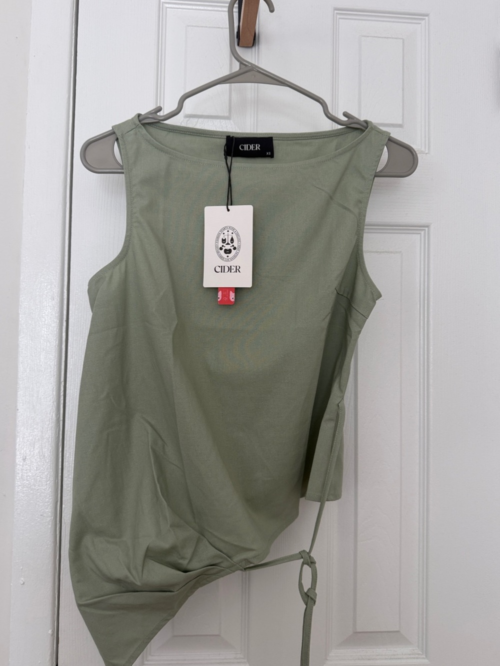 Cider Sage Green Side-Tie Tank Top